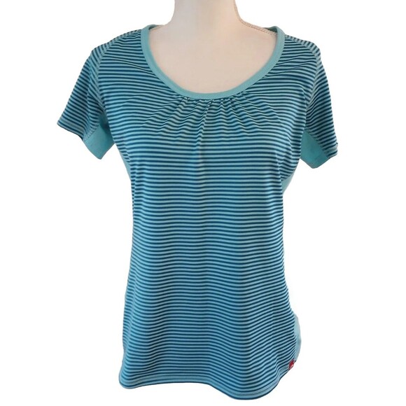 The North Face VaporWick T Shirt Womens Medium Blue Stripe Short Sleeve Athletic - Picture 1 of 7